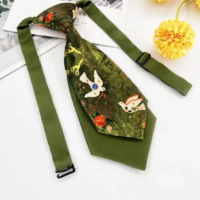 Decoration Cute Accessories Red and Green Necktie Double-layer Ins Small Tie Short Sweet Cool College JK Fashion Necktie