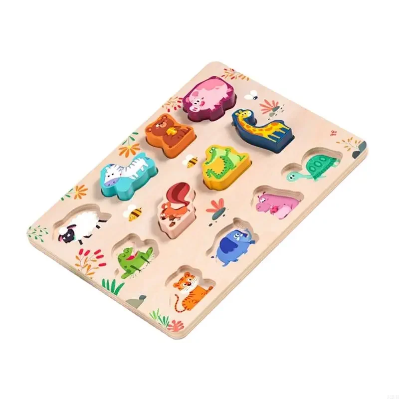 Wooden Peg Puzzles For Kids Vehicle Fruit Vegetables Animals Educational for Preschoolers Learning Toy 15UB