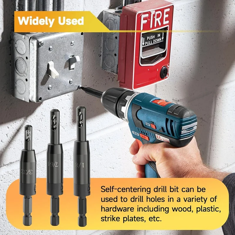 Set mata bor pemusatan diri, untuk bor batang Hex 1/4 inci, mata bor Countersink untuk kayu dan lubang 3/32In, 7/64In, 1/8In