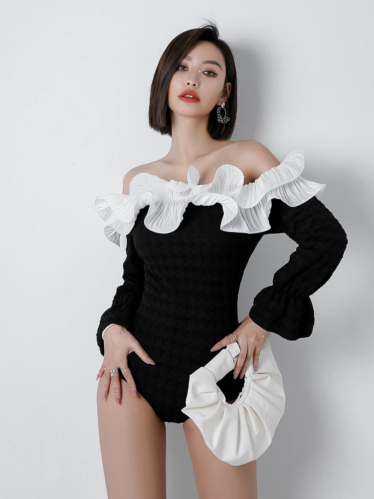 

Женский слитный купальник Margery с длинным рукавом, термоэффект, моделирующий, с эффектом пуш-ап, повседневный