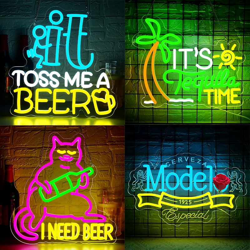 

Beer Neon Sign for Wall Decor Drinking Neon Light for Man Cave Dimmable Beer LED Light Up Sign for Bar Pub Christmas Gift