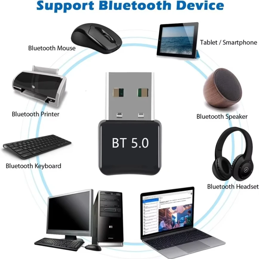 USB Bluetooth 5.0 Adapter USB Wireless Bluetooth Transmitter Receiver For PC LAPTOP Bluetooth Speaker Mouse Keyboard Headset