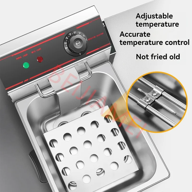 BEIJIAMEI 상업용 대용량 단일 실린더 프라이어, 전기 프라이어, 프렌치 프라이 기계, 스낵 장비