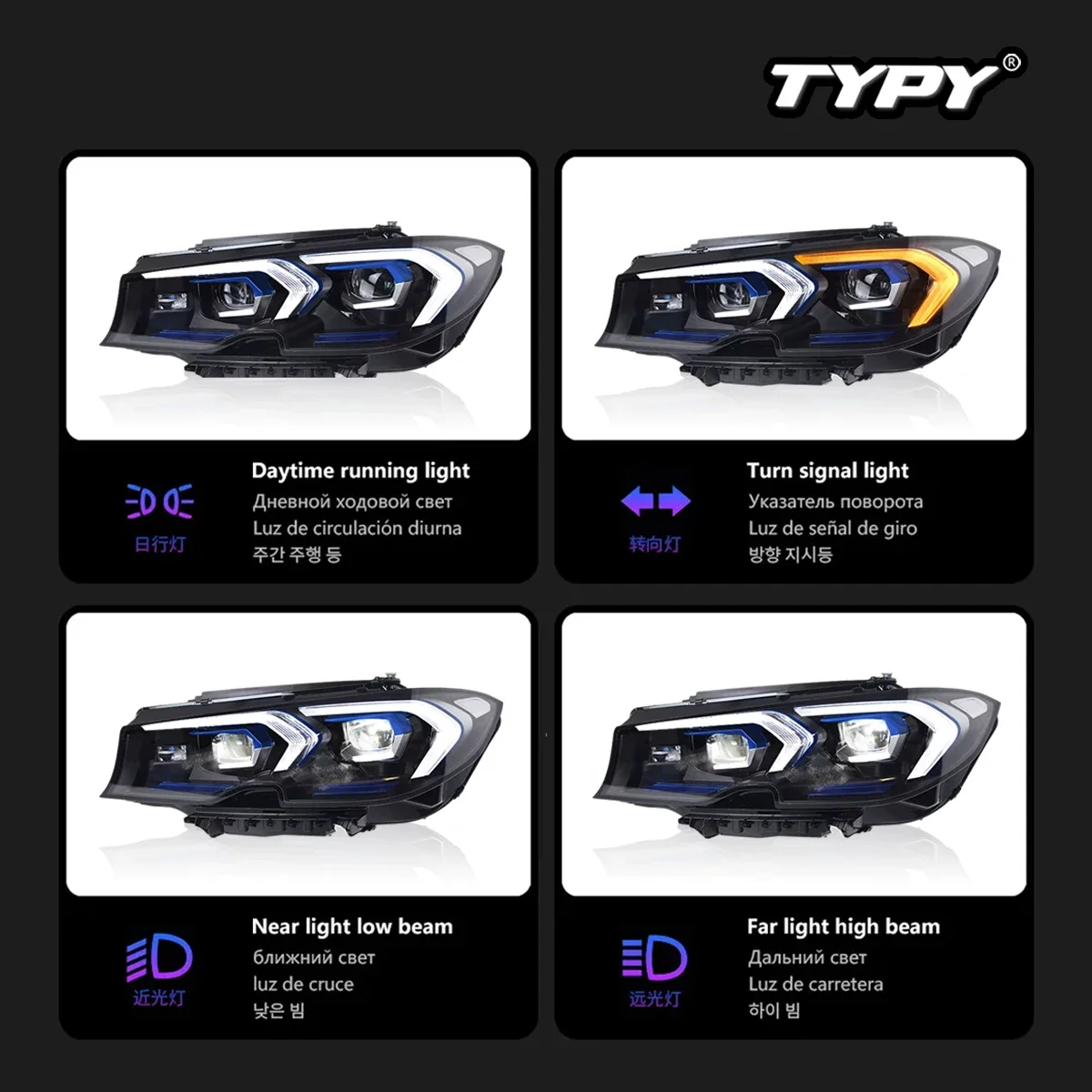 TYPY autó Világítás számára BMW 3 Széria G20 Fényszóró G28 2019-2022 ledes projetor fejét Lámpa Napszak Csorgás ligh automat accessor