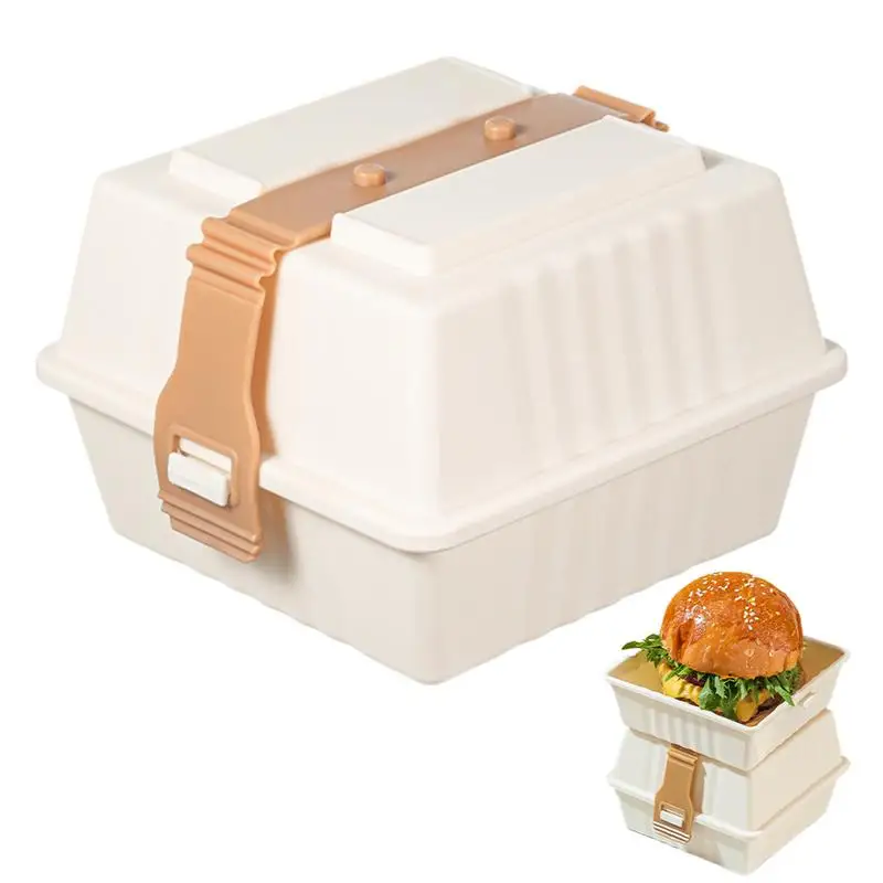 Hamburger Bun Storage Box Reusable Hamburger Lunch Box With Lid Sandwich Sushi Packaging Box Anti Pressure Pastry Box Camping