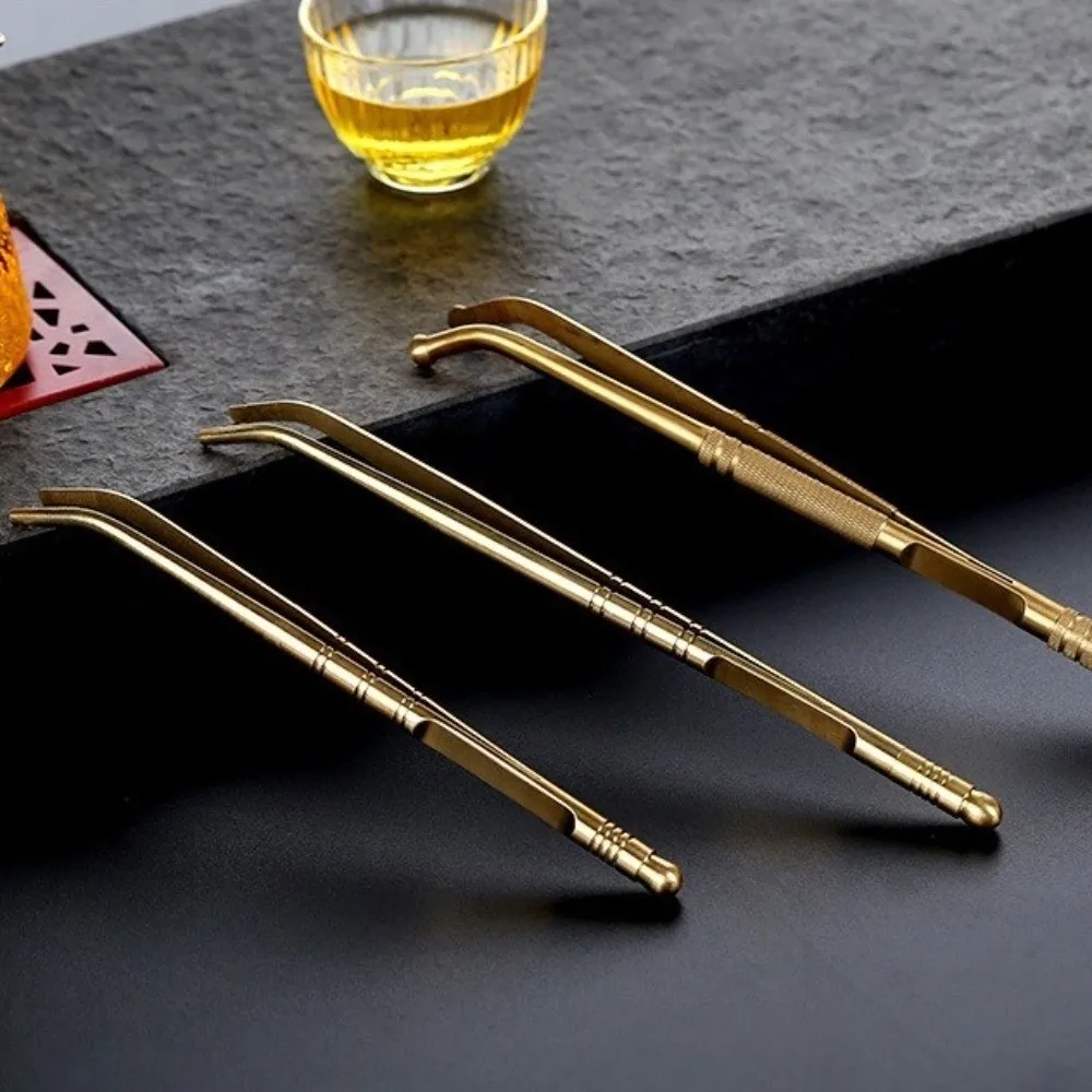 New Brass Tea Sticks Clip Japanese Long Leaf Tea Scoops Traditional Leaf Spatula Kitchen Tool