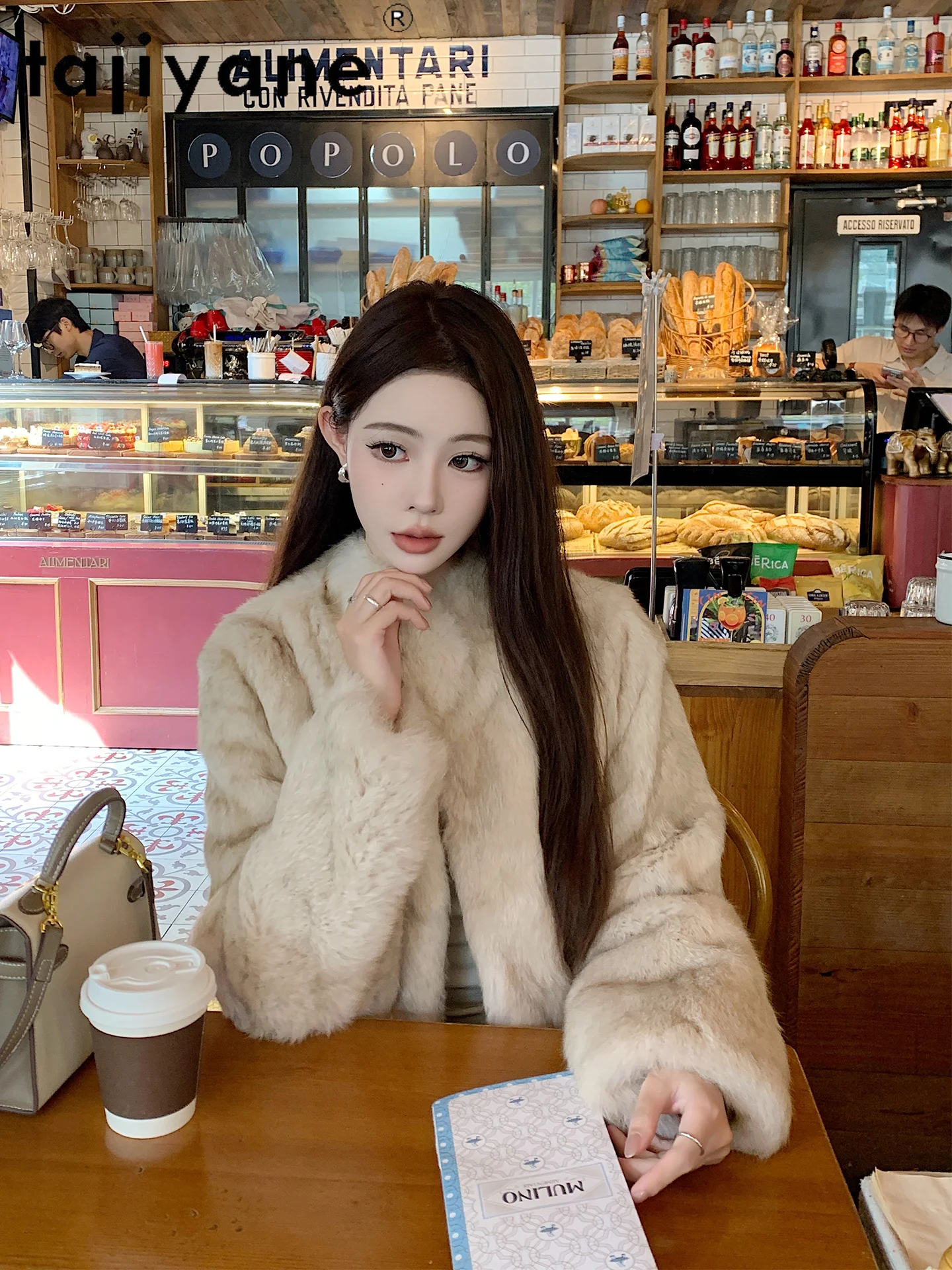 타지야네 100% 토끼털 코트 여성 스탠드 칼라 리얼 퍼 재킷 겨울 여성 의류 2025 럭셔리 퍼리 재킷 여성용 코트