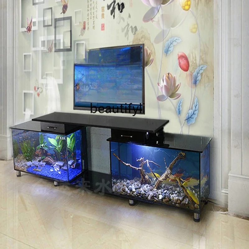 

TV Cabinet Fish Tank Aquarium Super White Fish Tank Glass Coffee Table Change Water Double Filter Ecological Fish Tank