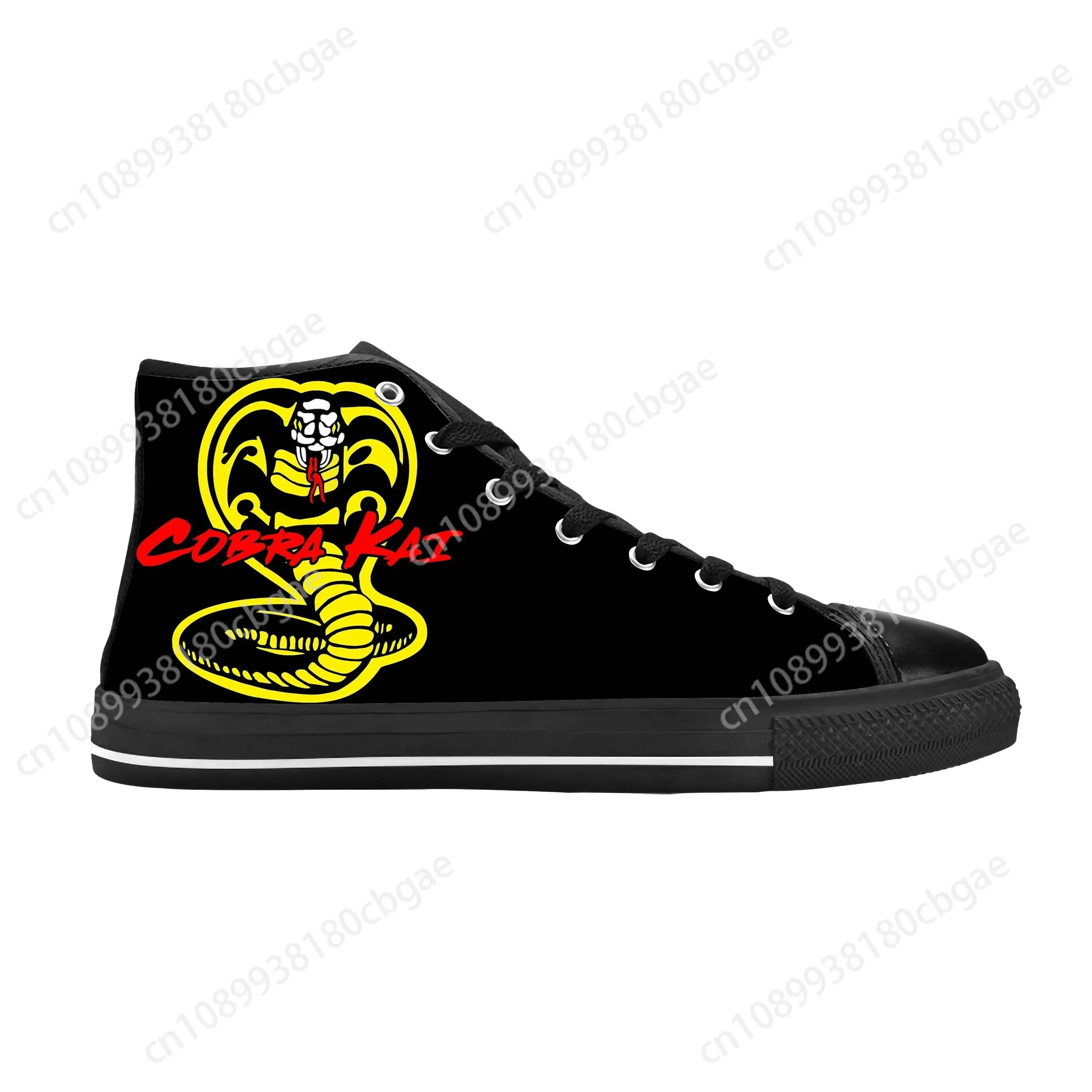 Cobra Kai Karate Kid Strike First Hard No Mercy zapatos de tela informales de alta calidad cómodos transpirables con estampado 3D hombres mujeres zapatillas de deporte