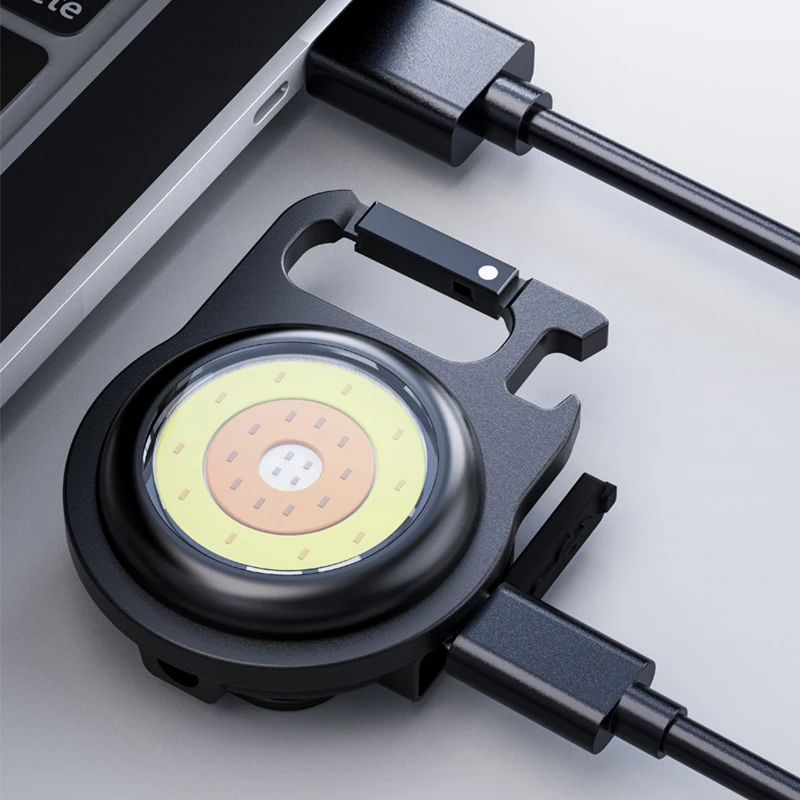 المحمولة COB LED ضوء العمل USB سلسلة المفاتيح القابلة لإعادة الشحن مصباح يدوي أضواء الطوارئ الشعلة الصغيرة سبائك الألومنيوم مشاعل #4