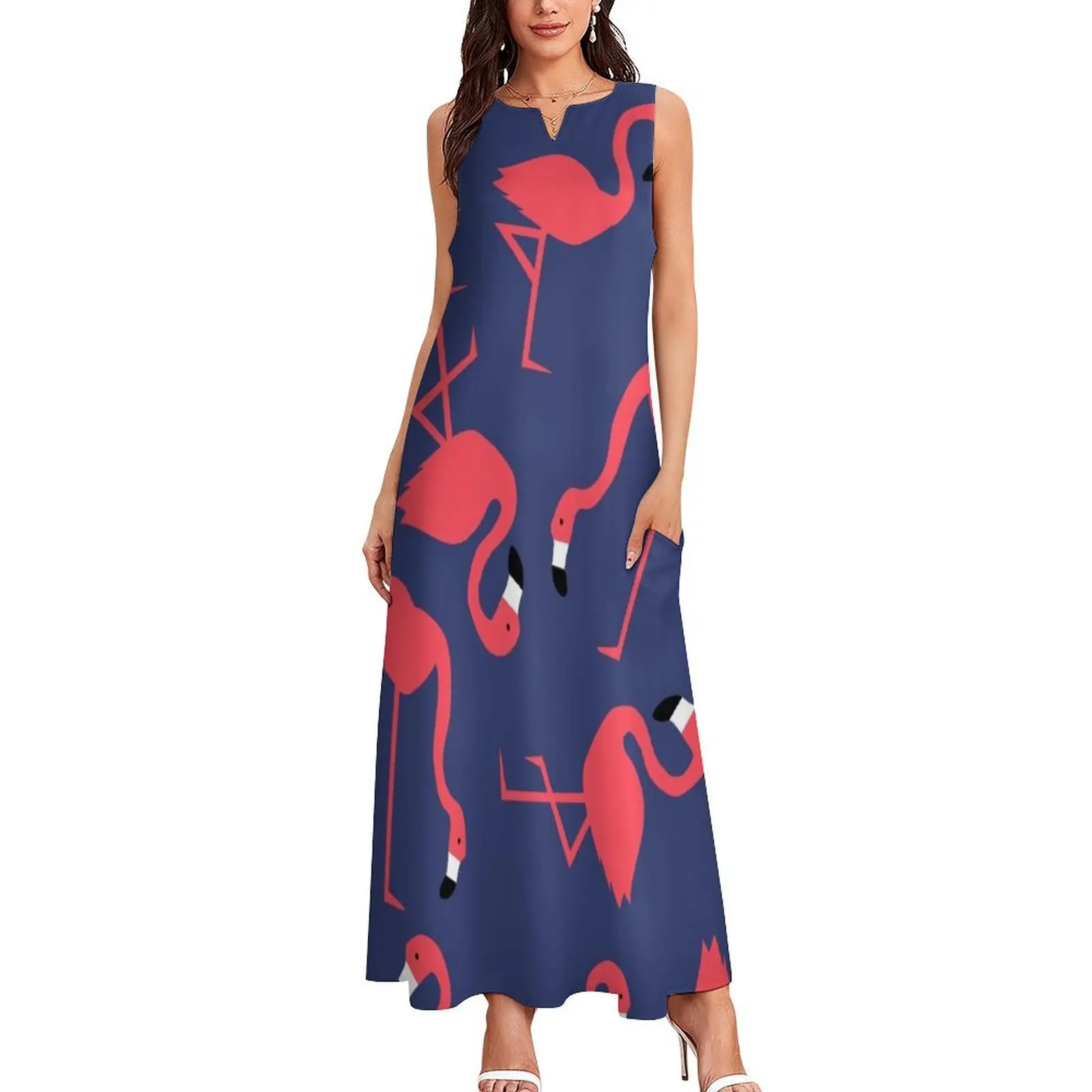 Fluorescent Flamingos Long Dress dress women summer summer dresses Dress