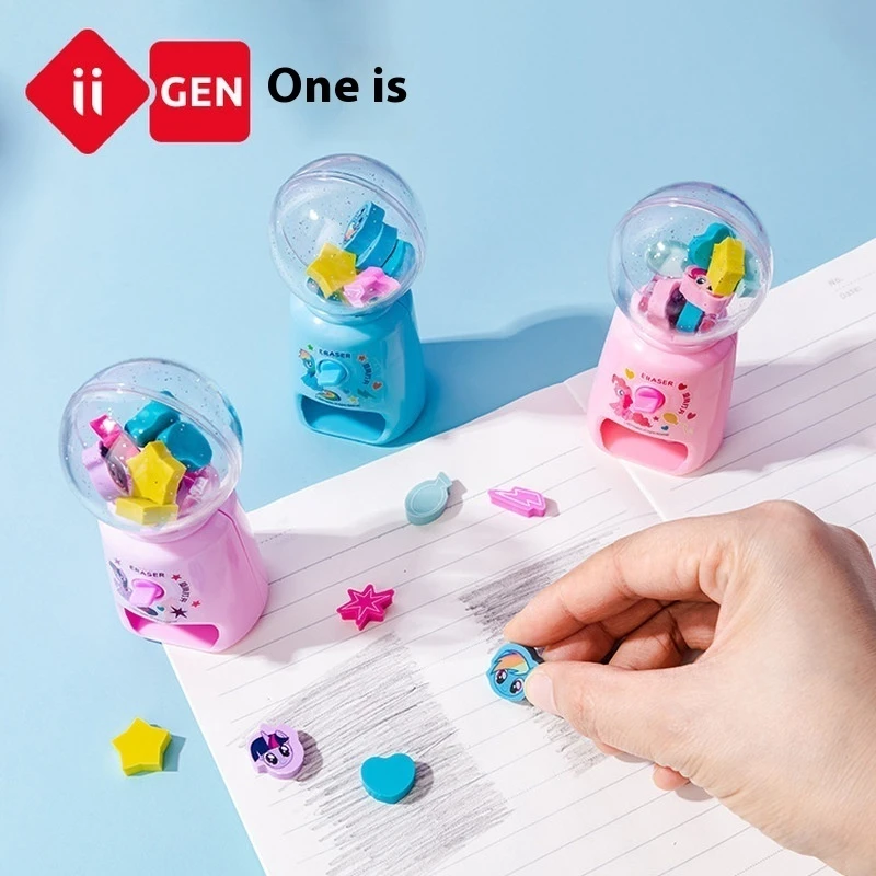 Iigen Stationery Xiaoma Baoli Style Cartoon Mini Interest Twisted Egg Eraser Creative Stationery Children'S Fun Rubber Gift