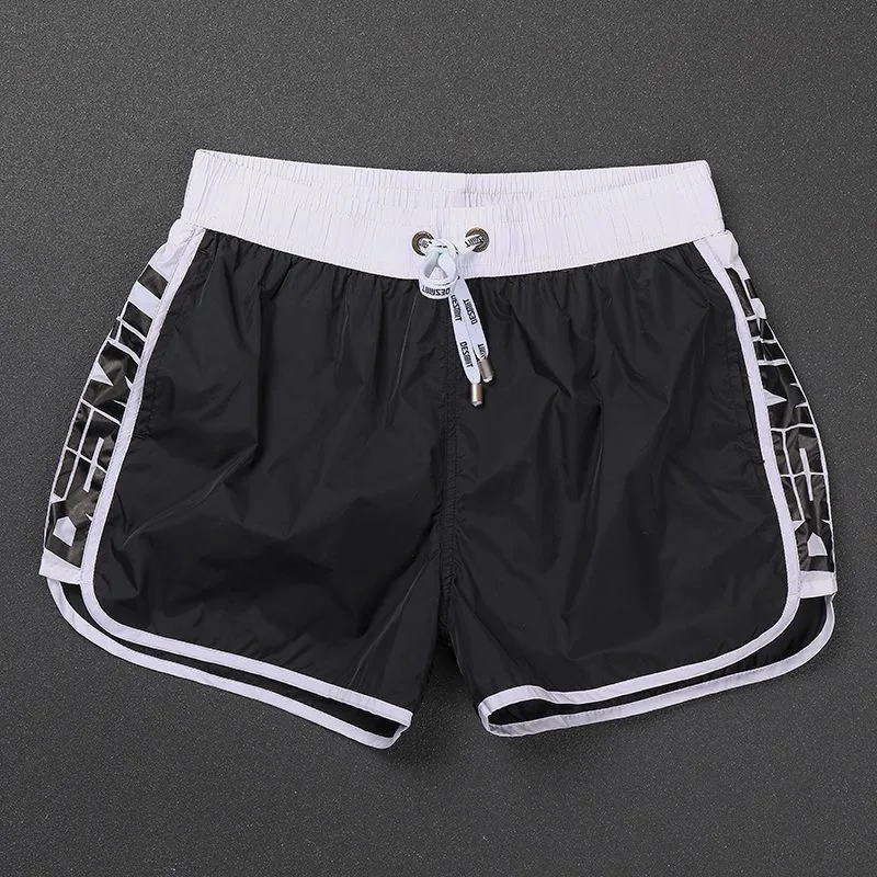 Summer New Men's Beach Shorts Quick Dry Casual Loose Large Size Three-quarter Length Trendy Brand Ins Printed Color Block Str...