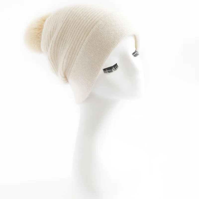 Women's 100% cashmere hat casual knitted hat warm pile cap pullover hat without brim cap wool hat fashion cold hat wholesale