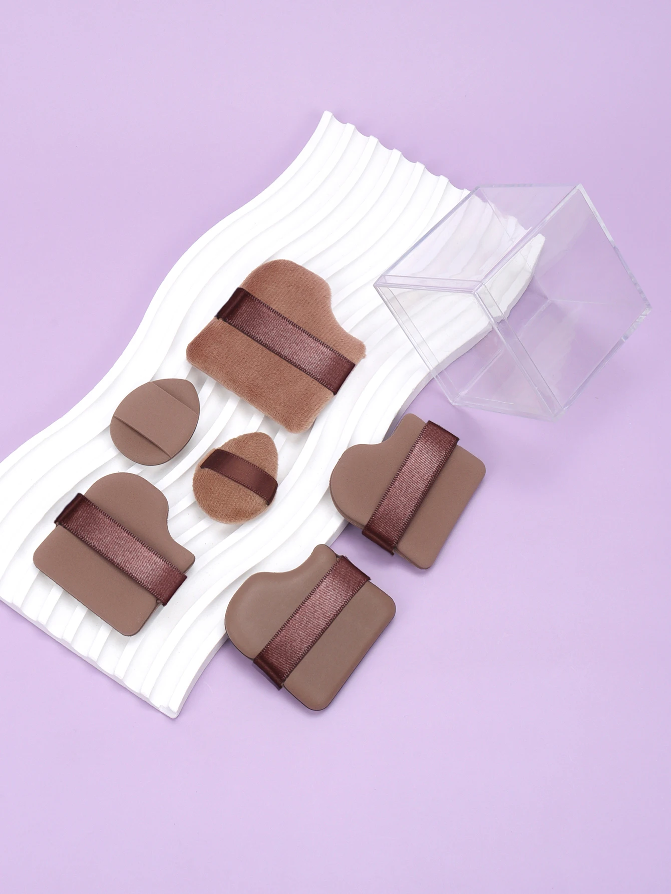 6/12 Pieces Chocolate Biscuit Powder Puff Finger Powder Puff for Wet and Dry Use
