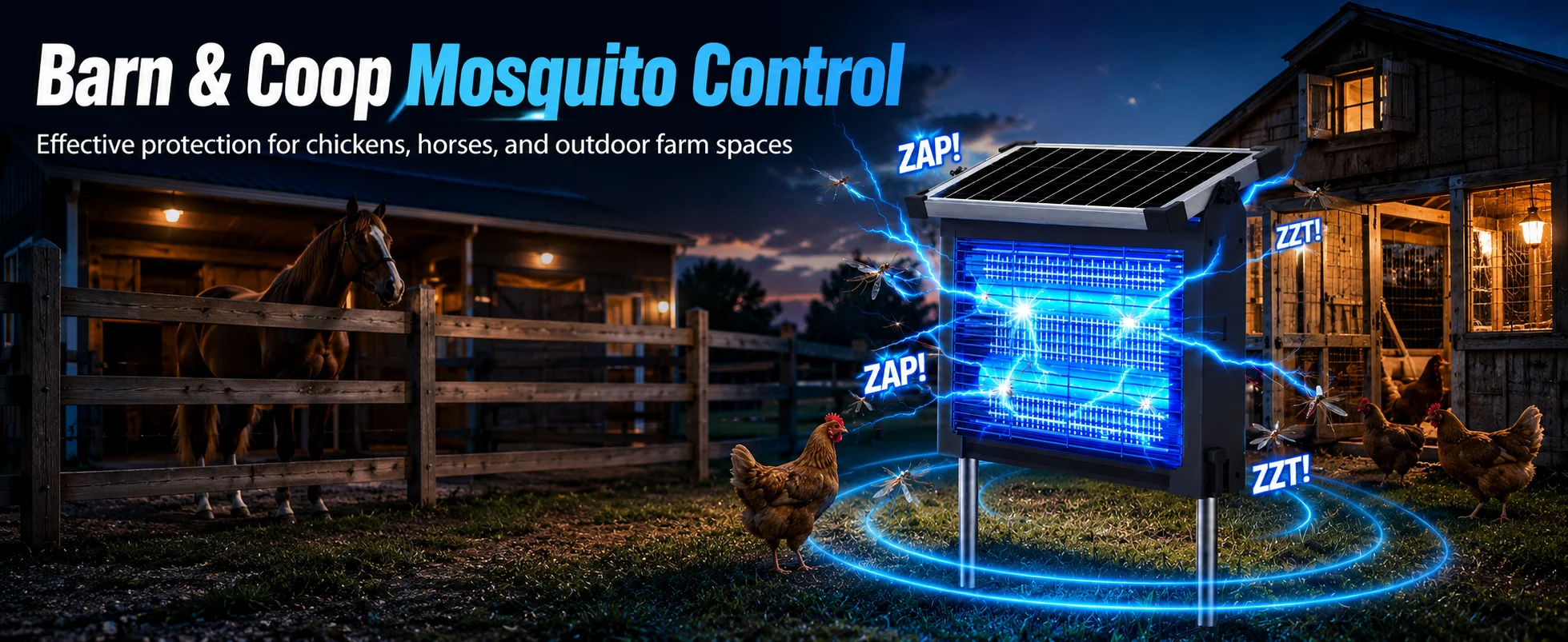 Solar Bug Zapper Outdoor, Cordless Rechargeable Mosquito Killer | IP66 Waterproof Fly Zapper, 4500V Grid, Auto/Manual Mode, Cordless with Projection Light, Cord & Chain for Patio Camping RV