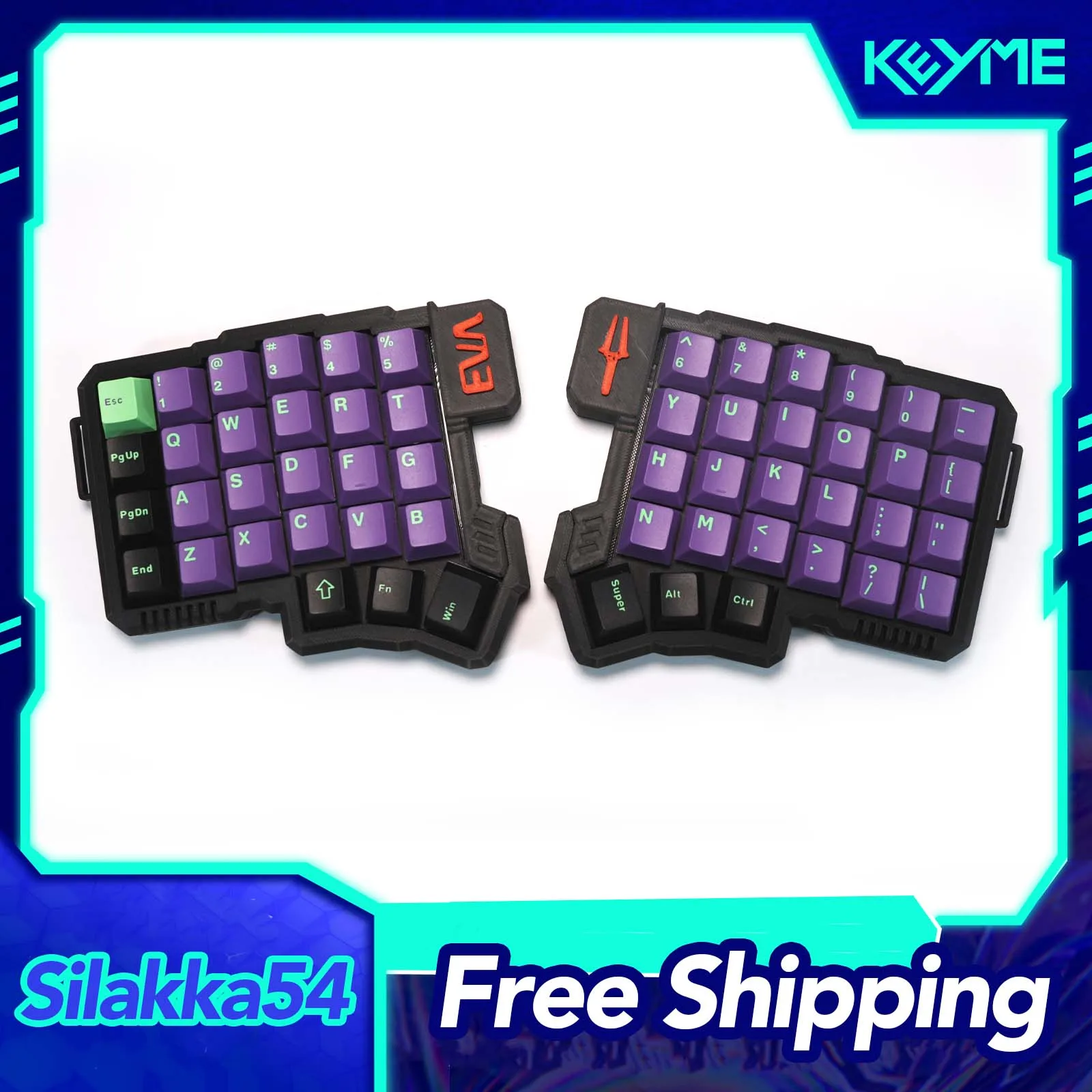 

Silakka54 Сплит-клавиатура Проводная горячая замена QMK/VIAL Сплит-механическая клавиатура Эргономика с теннисными ножками RP2040 ПК Геймер Подарки