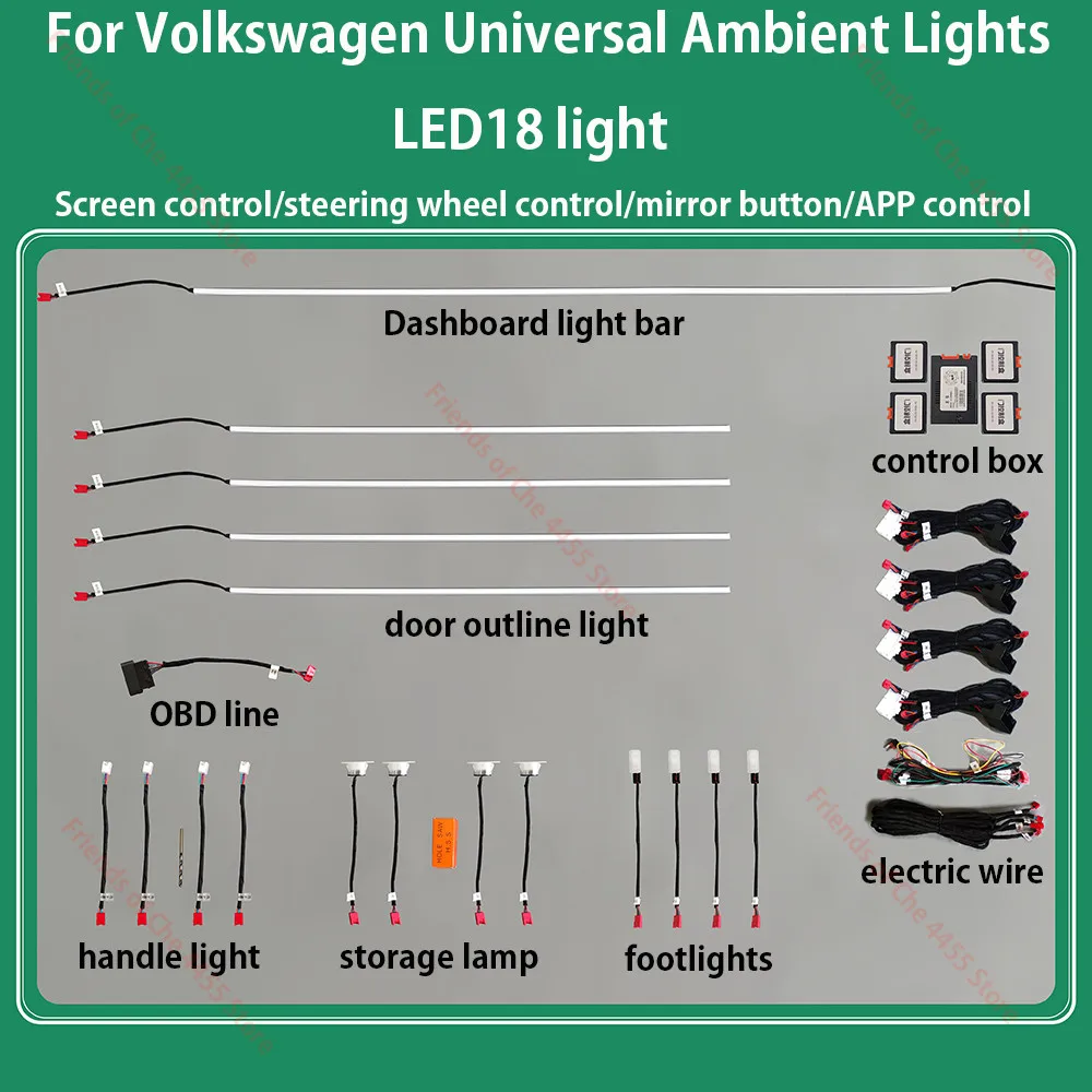 For Volkswagen Passat Lavida Teramont Lamando Tiguan Bora 30 color Ambient light upgrade Mul-ti color breathing Atmosphere light