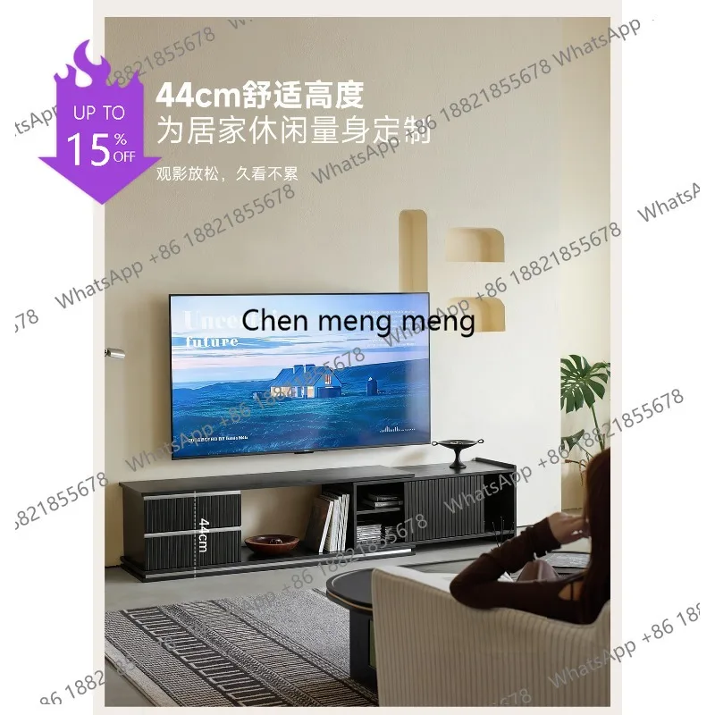 

smt51 Telescopic TV Cabinet Black Living Room Home Storage Locker Integrated Solid Wood Retro TV Cabinet