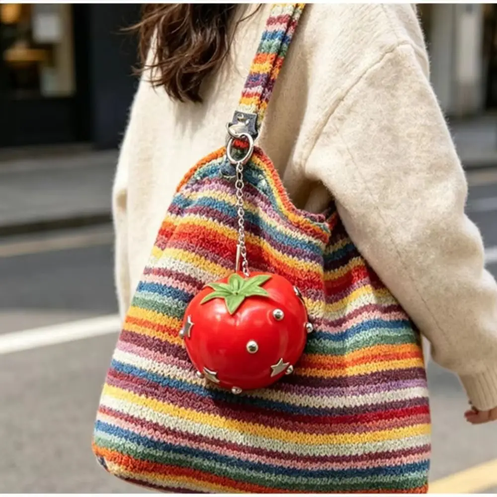 Funny Y2K Simulation Fruit Keychain Metal Lolita Star Rivet Bag Charm Gothic Vegetable Pu Fruits Bag Pendant Bag Hanging