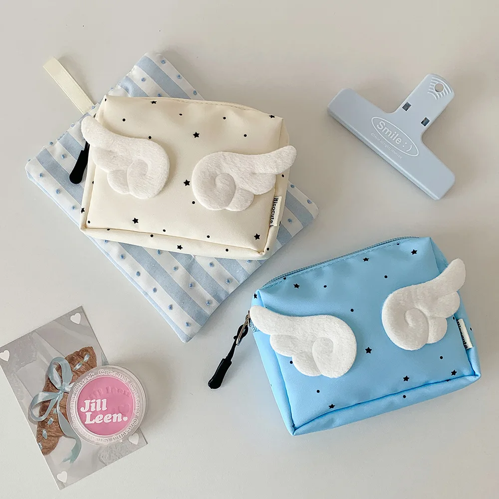 Borsa da donna piccola custodia per trucco utile custodia per cancelleria dolce cartone animato angelo decorazione tasca portatile mini borsa carina
