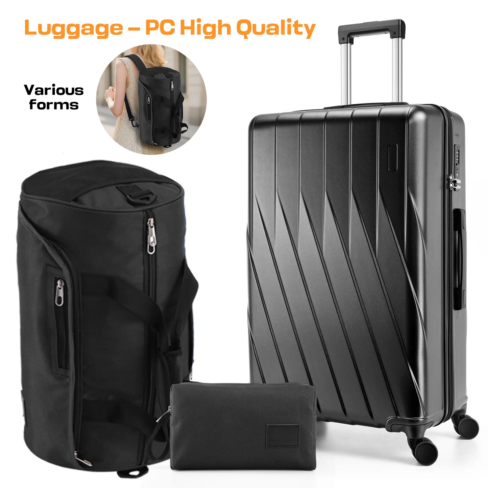 

3/5pcs Hardshell Luggage Suitcase Set With Spinner Wheel TSA Lock 20/24/28" Business Suitcase Fitness Duffel Bag Cosmetic Bag