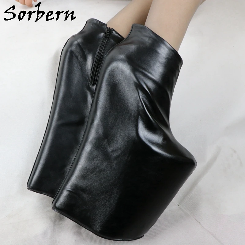 

Sorbern 30cm High Heel Wedge Boots Unisex Platform Drag Queen Fetish Booties Cosplay Invisible Platforms Shoe Display 36-48