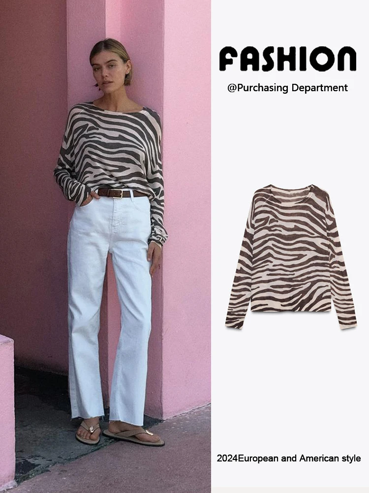 

New Arrival Autumn ZA2025 Women's Versatile Long Sve round Ne Casual Fine Needle Knitted Sweater Commute Sle