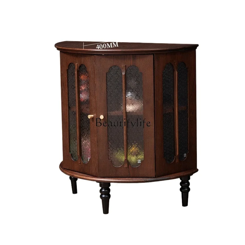 

2 yj15 French Retro Solid Wood Entryway Cabinet Vintage Style Living Room Storage Cabinet Integrated Organizer