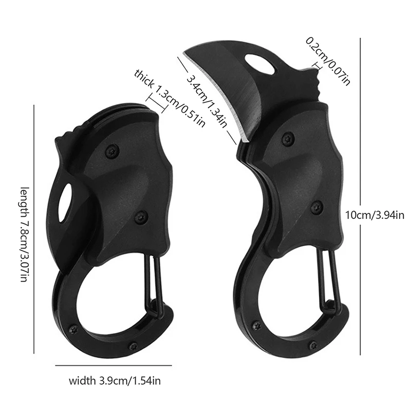 سلسلة مفاتيح سكين صغيرة قابلة للطي ، إبزيم تسلق الجبال ، سكين حاد ، متعددة الوظائف ، خارجية ، 1 * *