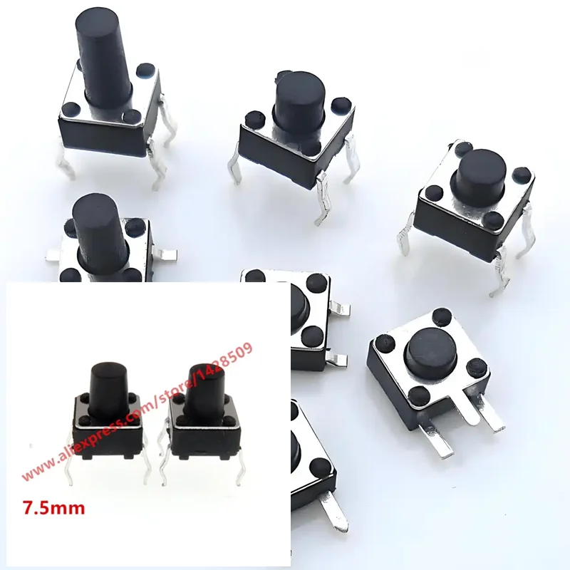 700pcs Waterproof pins 6*6*7.5MM Light touch switch 4 feet Micro-action key switch Four feet 6x6x7.5MM Waterproof switch