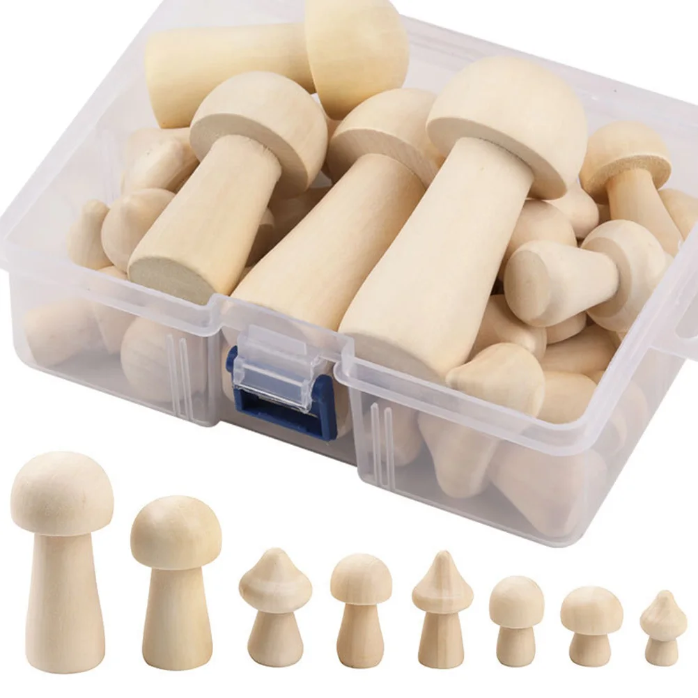 

34pcs DIY Simulated Wood Mushrooms Unpainted Kits Creative Graffiti Painting Educational Art Decor for