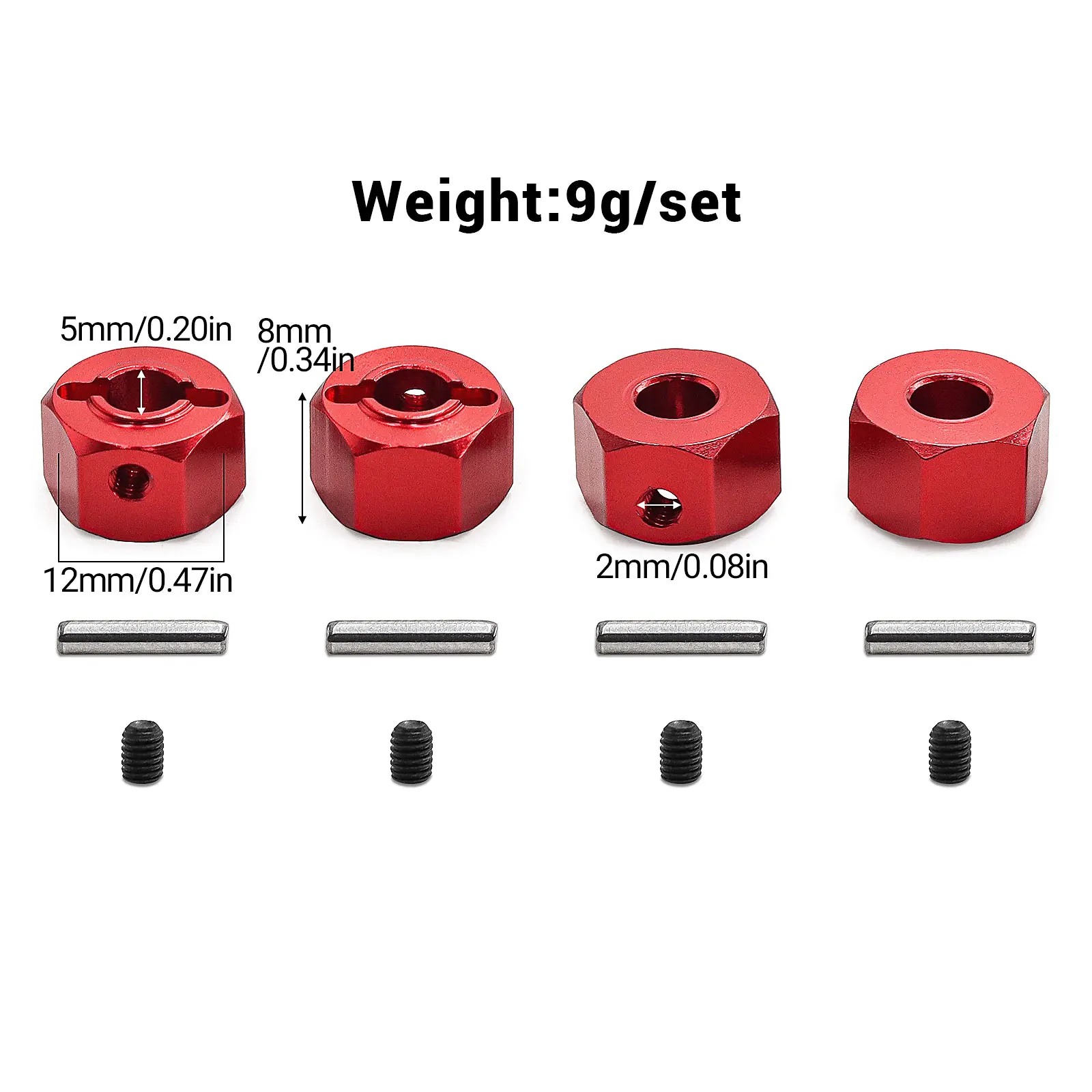 4 قطعة سبائك الألومنيوم 12 مللي متر عرافة محول ل 1/10 TRAXXAS MINI MAXX RC سيارة ترقية أجزاء ، محور عجلات عرافة اتصال البراغي