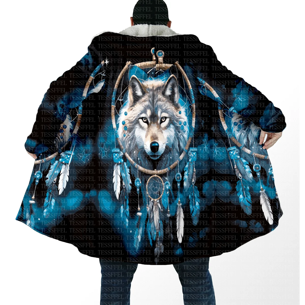 NewFashion Aniaml Wolf Tattoo Retro Vintage Harajuku Plus Size 3D Print Winter Overcoat Unisex Cloak Hoodies Causal Funny Cape 0