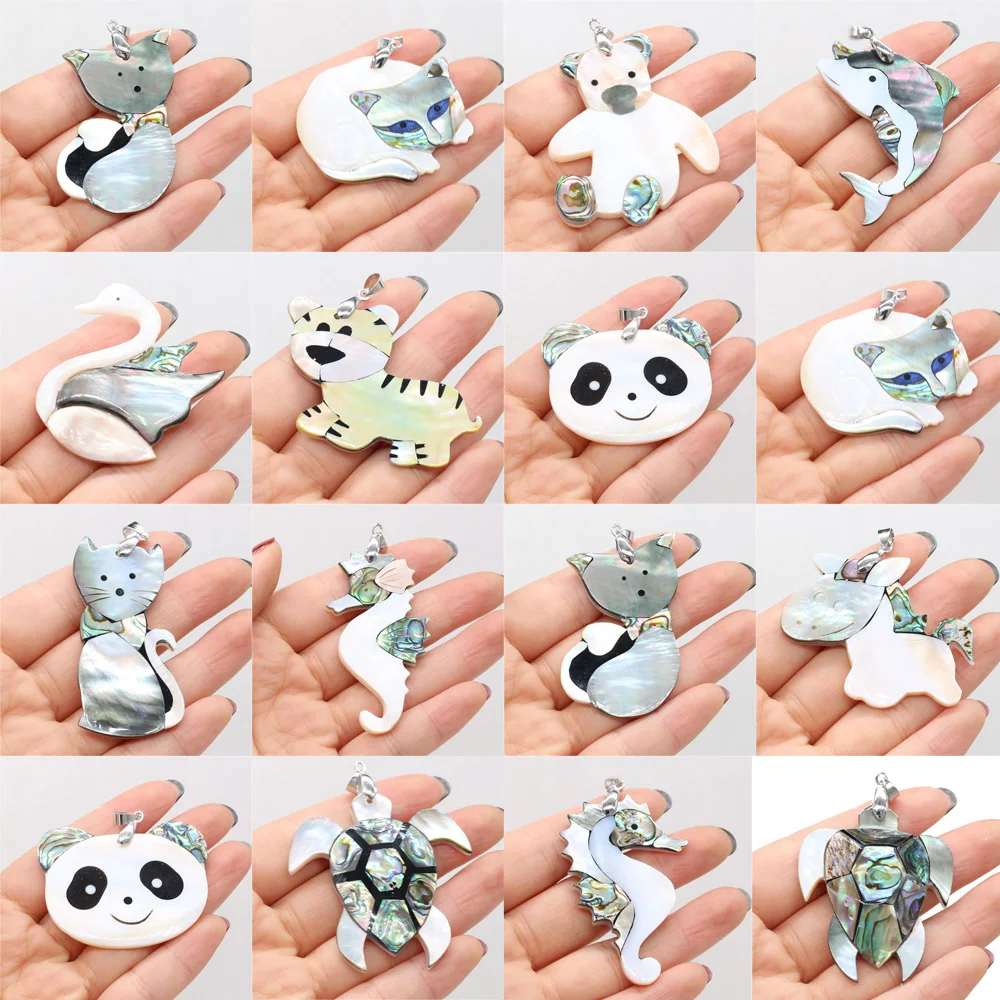 Natural Shell Abalone Shell Pendant Cute Animal Shape Kawaii Charms for Jewelry Making Supplies Diy Necklace Pendant Accessories