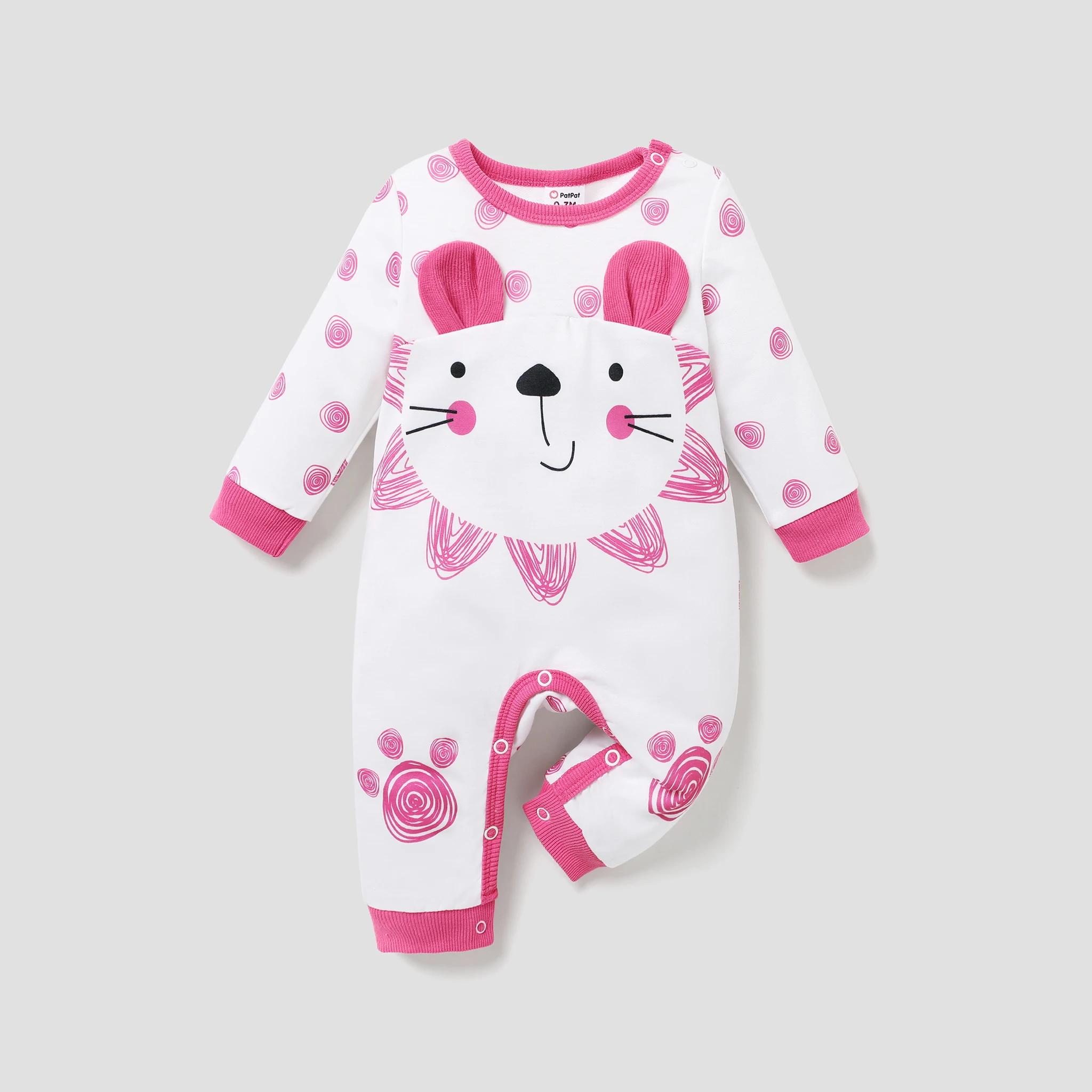 

PatPat Baby Girl Childlike Bear Pattern 3D Ears Jumpsuit