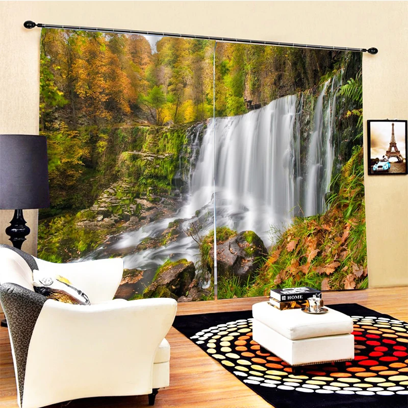 Photo waterfall curtains 3D Curtain Printing Blockout Polyester Photo Drapes Fabric For Room Blackout curtain