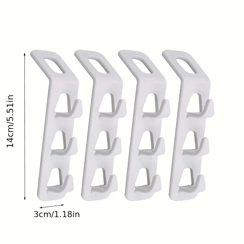 4 Pcs Heavy-Duty Plastic Space Saving Hanger Set with 3 Hooks, Multi Layer Clothes Hangers for Pants, Shirts, Scarves, Sweaters