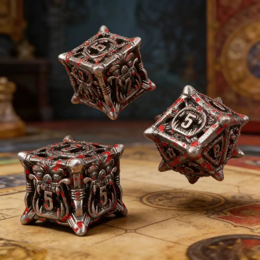 

Набор металлических полых кубиков Monster Mouth Dices для D&D, многогранные кубики для настольных ролевых игр Dungeons & Dragons DND, D20 D6 D8