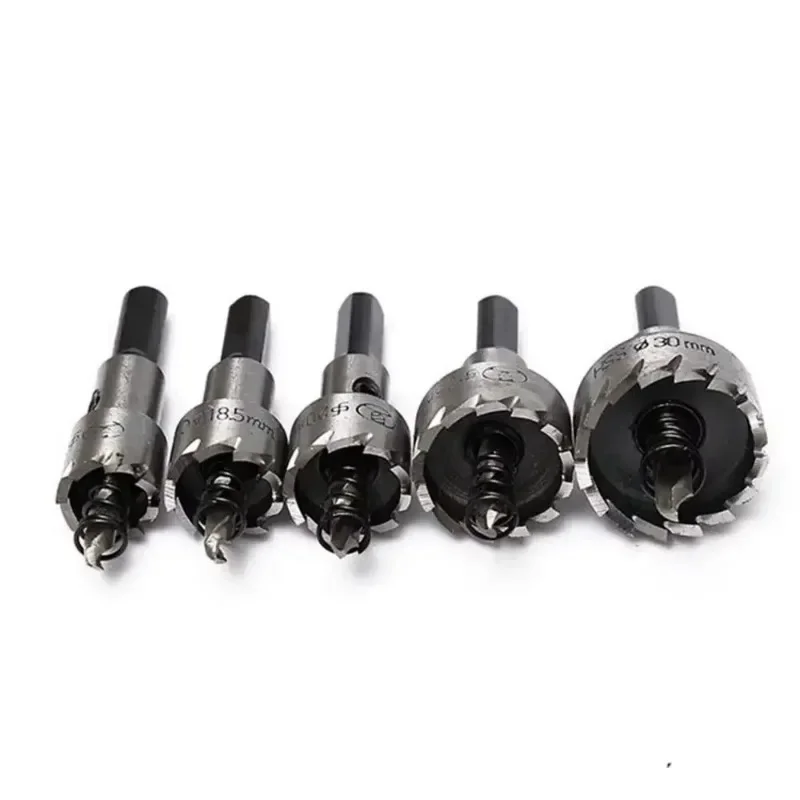 카바이드 팁 HSS 드릴 비트 구멍 톱 세트, 스테인리스 스틸 금속 합금 목공 도구, 16/18mm, 20mm, 25mm, 30mm, 5 개