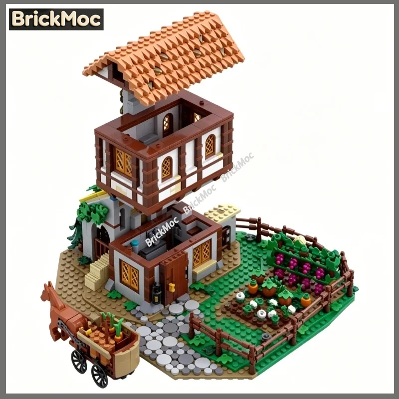 

Pastoral Medieval Vineyard Farm MOC Building Blocks, Vintage Agricultural Scene Bricks for Gift and Collect