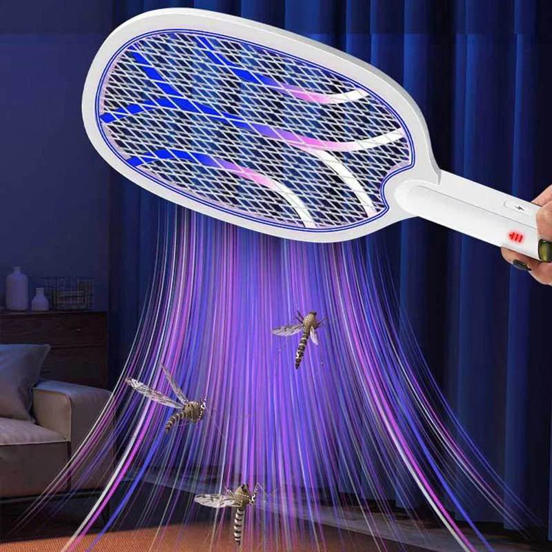 Potente matamoscas eléctrico, recargable por USB, para el hogar y al aire libre, raqueta antimosquitos multifuncional, suministros para el Control de plagas