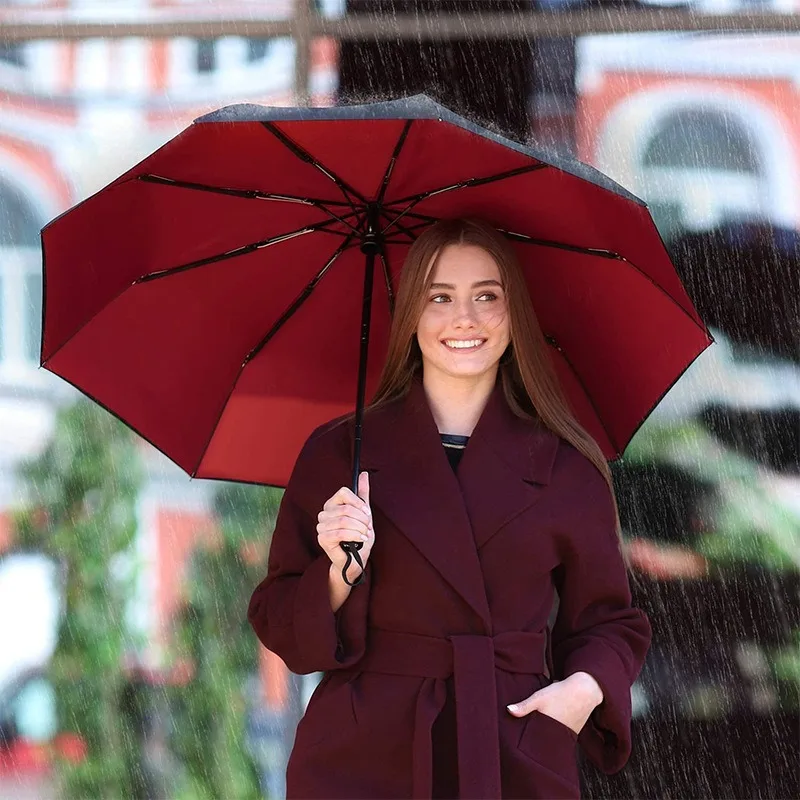 

Large Triple Folding Umbrella Double Layer Sunshade Men's Women's Business Windproof Large Umbrella