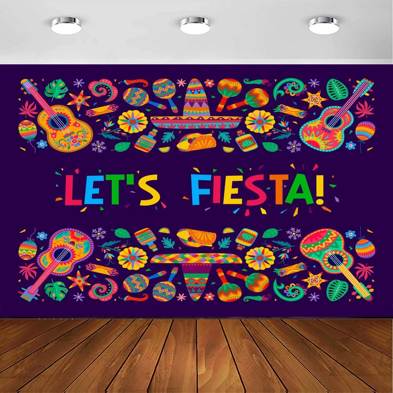 Fiesta Of Mexican Photography Backdrop Day Of The Dead Skulls Floral Poster Bbay Shower Birthday Party Dress-up Decor Background