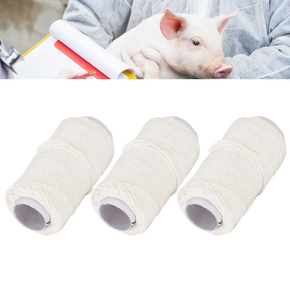 3pcs Faux Silk Veterinary Suture Thread No. 18 Easy Removal Animal Suture Thread White Durable Farm Animal Sutures