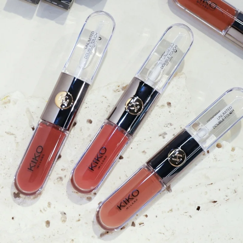 New Kiko Milano Limited Edition Double Headed Lipstick Transparent Mirror Lip Gloss Non Fading Oil Sexy Rich Lip Gloss Makeup