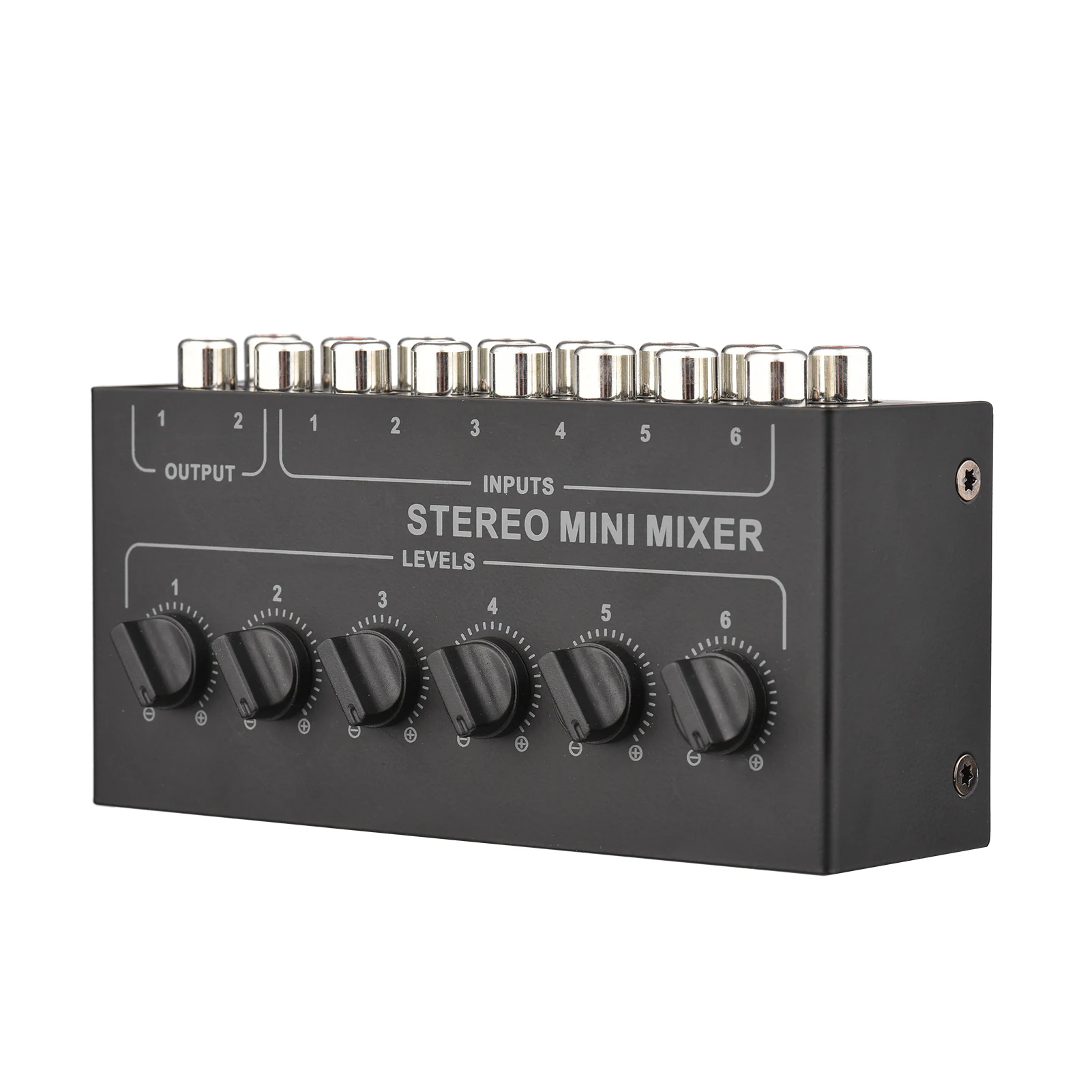 Mini Stereo 6 Channel Passive Mixer RCA Portable Audio Mixer 6 In 2 Out Stereo Distributor Volume Control No Battery Required