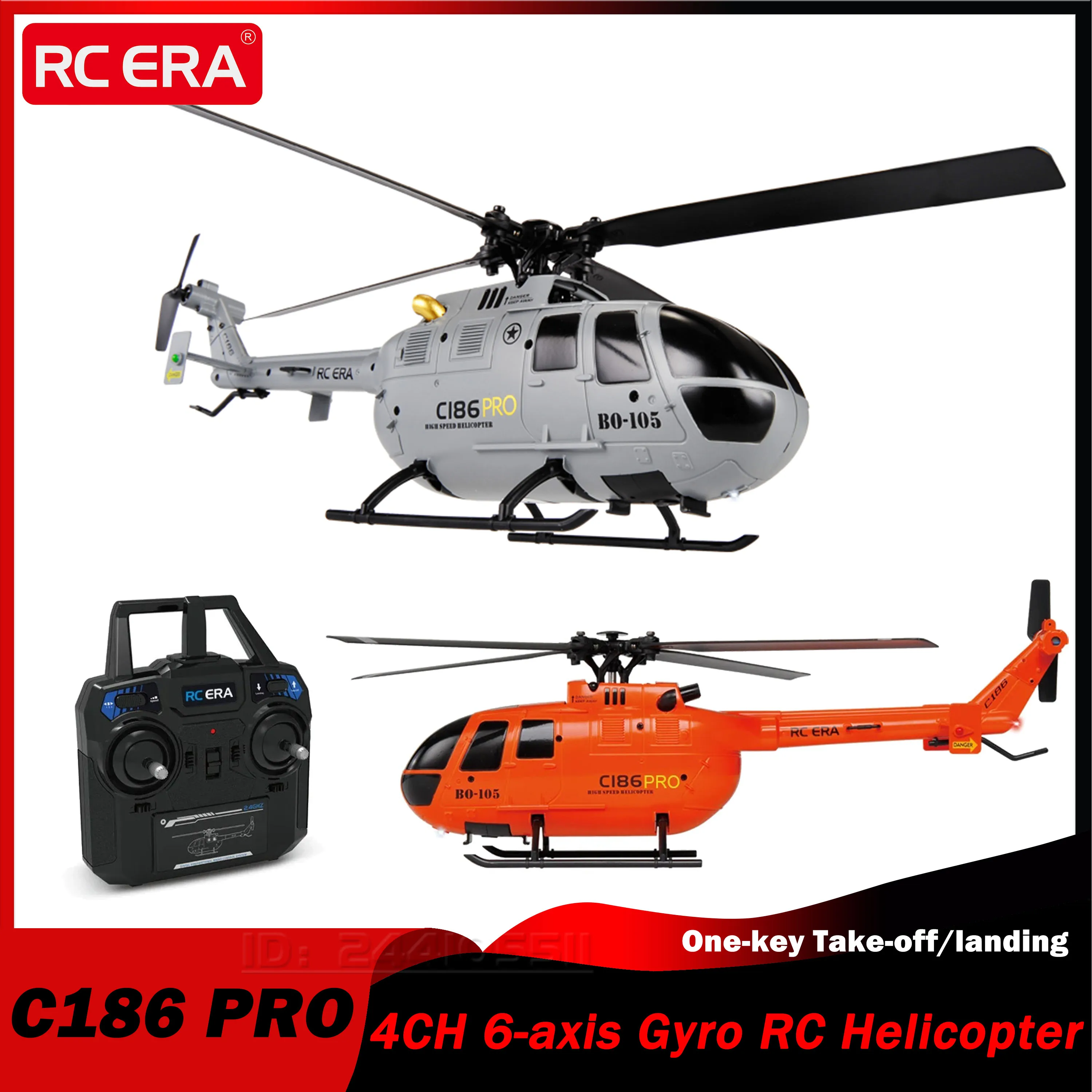 

C186 Pro RTF 4CH RC Helicopter 6-axis Gyroscope One-key Take-off/landing 6G Mode 7.4V Battery USB 2.4G Transmitter Motor Part