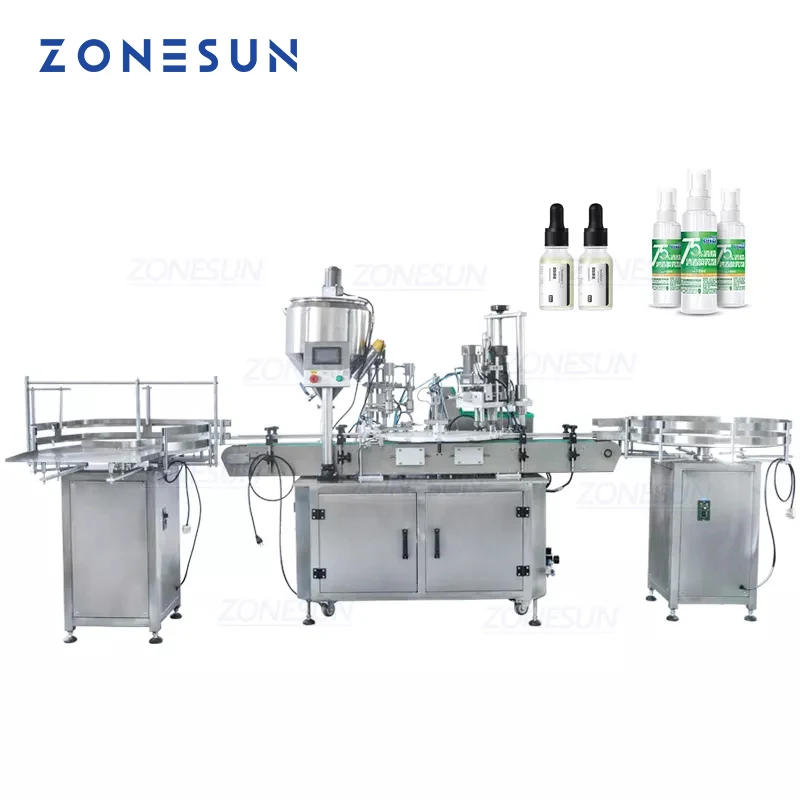 ZONESUN Full Automatic Production Line Small Bottle Eye Drop Vial Filling And Capping Machine