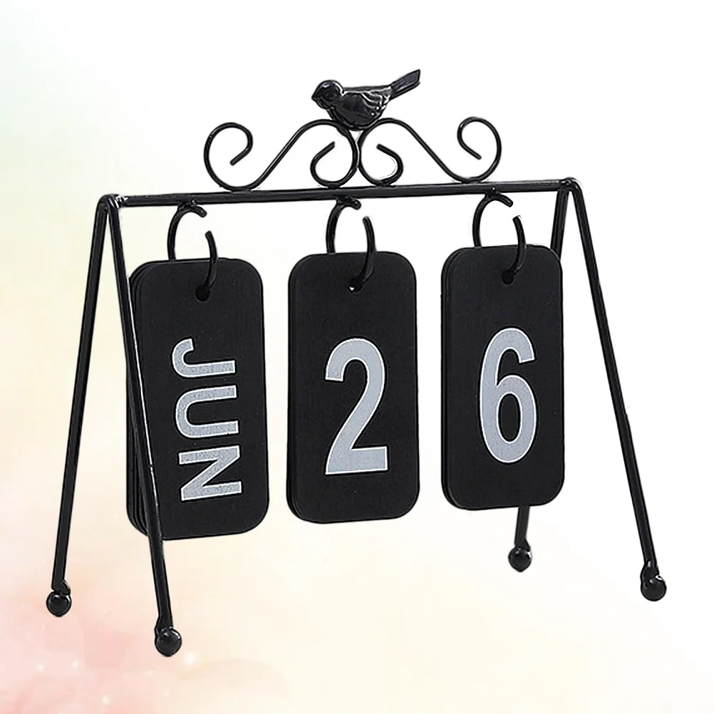 

Iron Art Page Turning Desktop Calendar Black Creative Vintage Date Display Ornament Home Office Decoration Desktop Calendar